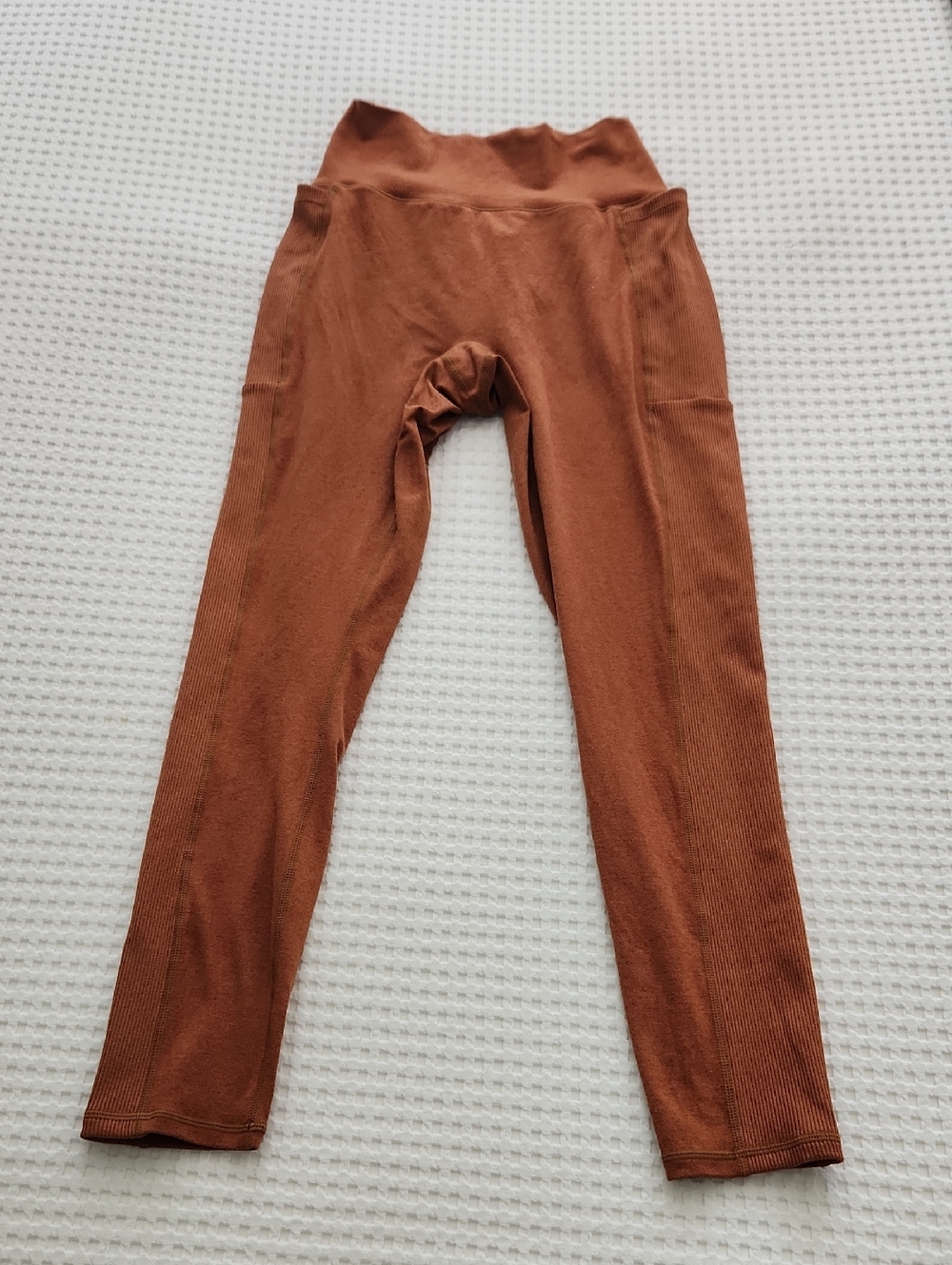 P'tula Ribbed High-Waist Leggings W. Pockets in Rust Brown